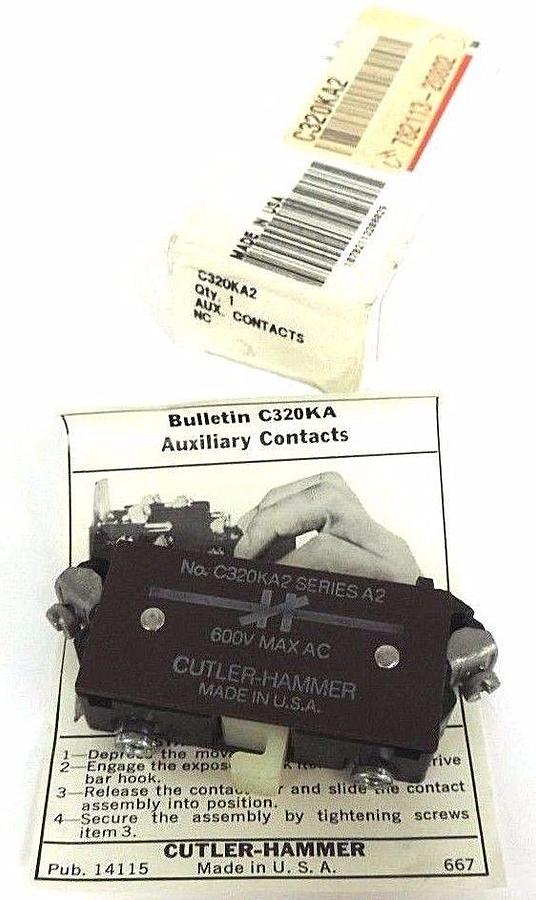 Used NIB CUTLER-HAMMER C320KA2 AUXILIARY CONTACT 600V MAX AC SER. A2