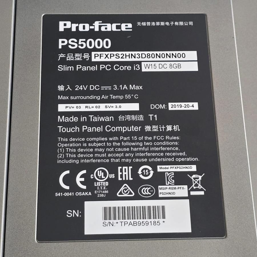 Used Pro-face PS5000 PFXPS2HN3D80N0NN00 SLIM PANEL PC CORE i3 W15 DC 8GB PS5711W NSMP