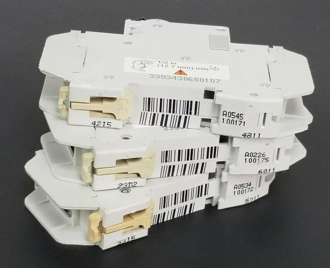 Used LOT OF 3 MERLIN GERIN CIRCUIT BREAKERS 60114 , 60110 , 60111 C60N C10A C13A