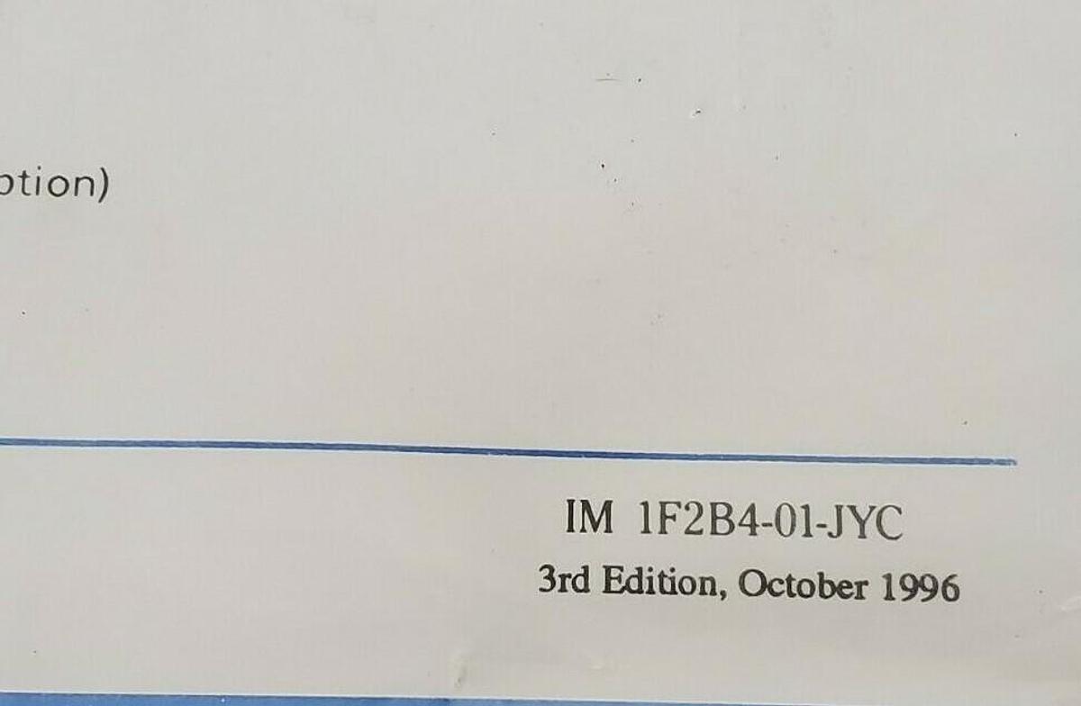 Used JOHNSON YOKOGAWA IM 1F2B4-01-JYC 3RD ED. INSTRUCTION MANUAL VORTEX YF100 YFA11