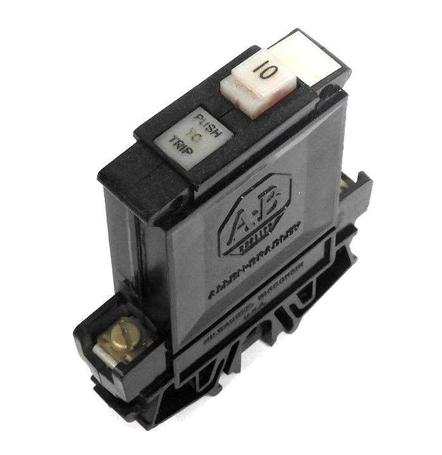 Used ALLEN BRADLEY 1492-G100 CIRCUIT BREAKER SERIES B, 10A, 250VAC, 1492G100