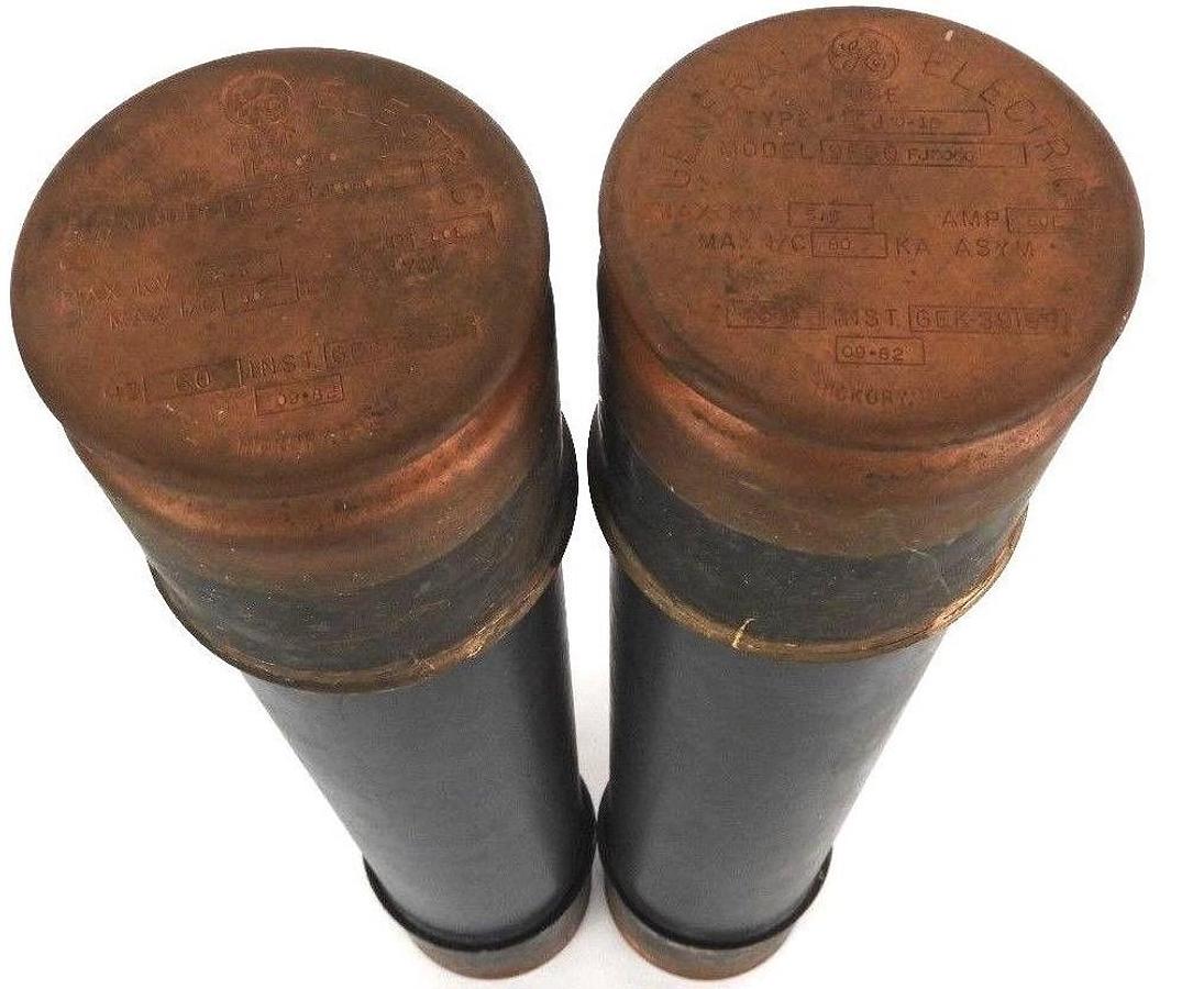 Used LOT OF 2 GENERAL ELECTRIC EJ 0-1D FUSES 9F60FJD080, 80E AMP, 5.5 KV, 60 HZ