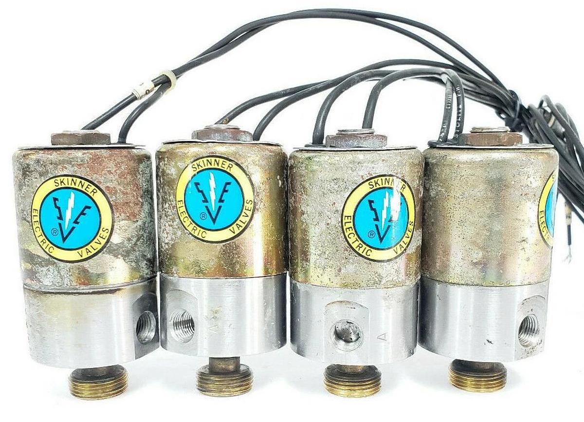 Used LOT OF 4 SKINNER V5L24760ST SOLENOID VALVES 110-120V 50/60HZ 10W 3/32" 75PSI