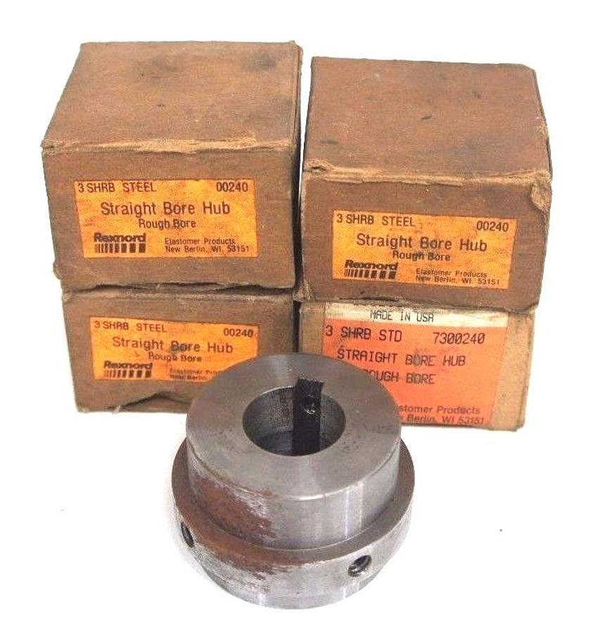 LOT OF 4 NEW REXNORD 3-SHRB STRAIGHT BORE HUBS 7300240 ROUGH BORE