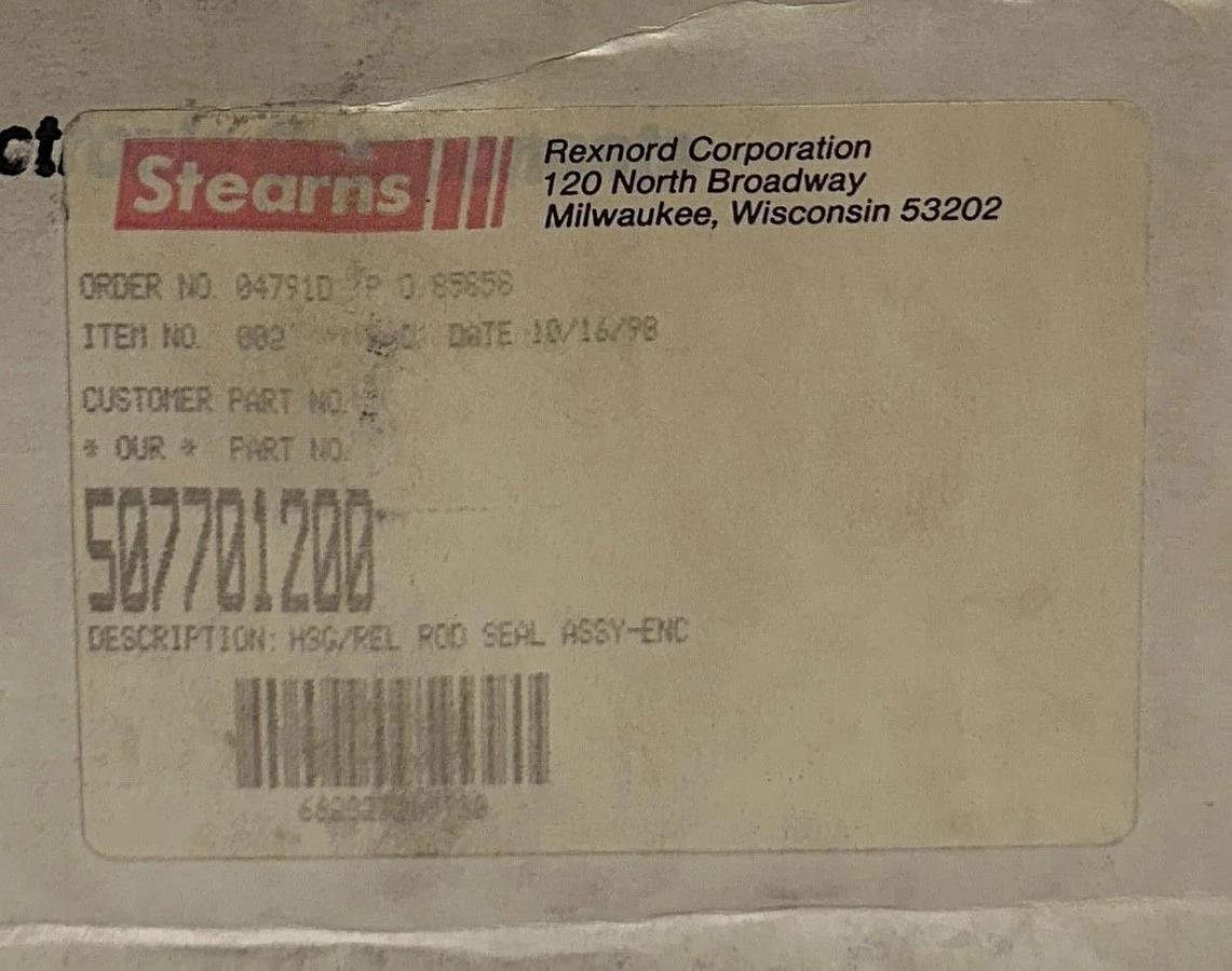 REXNORD STEARNS 507701200 HOUSING / RELEASE ROD SEAL ASSEMBLY OEM NSMP
