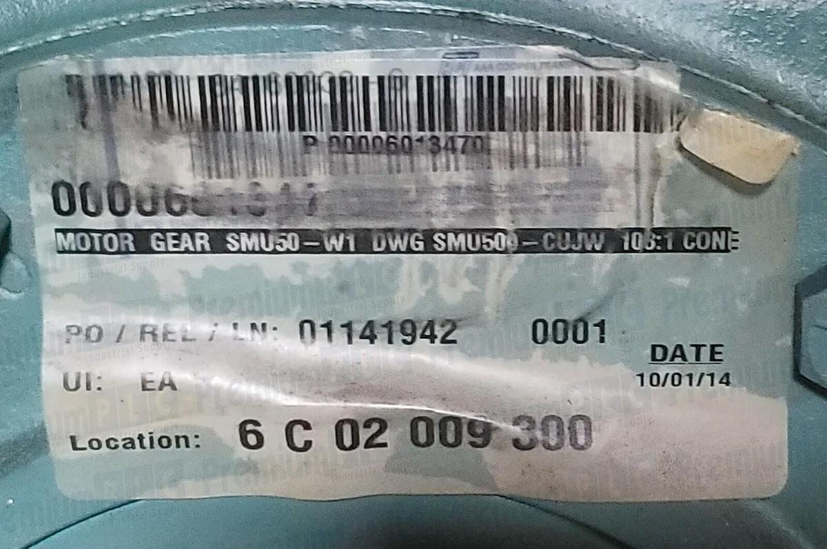 Used NEW CONE-DRIVE TIMKEN SMU50-W1 GEAR REDUCER RATIO 108:1 DWG SMU500-CUJW