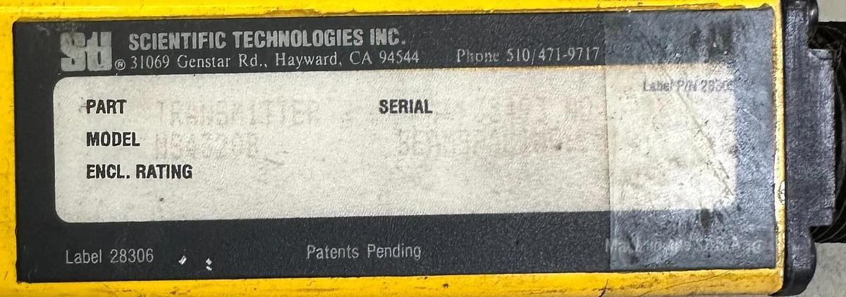 Used STI MS4320B MiniSafe-B 20'' LIGHT CURTAIN RECEIVER / TRANSMITTER SET