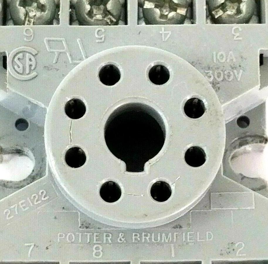Used POTTER & BRUMFIELD 27E122 RELAY SOCKET 10A, 300V