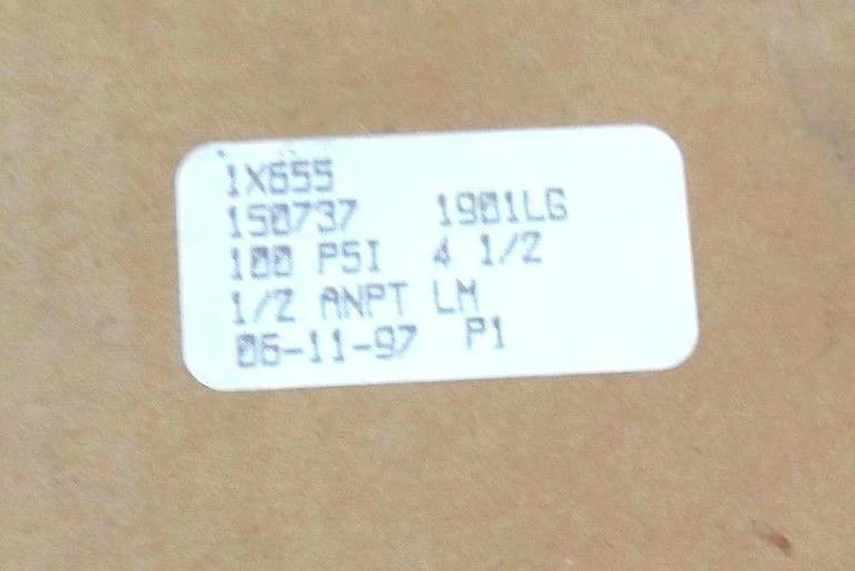 NIB USG 1X655 PRESSURE GAUGE 0-100PSI, 4 1/2'', 1901L, GLYCERIN, 1X655-2
