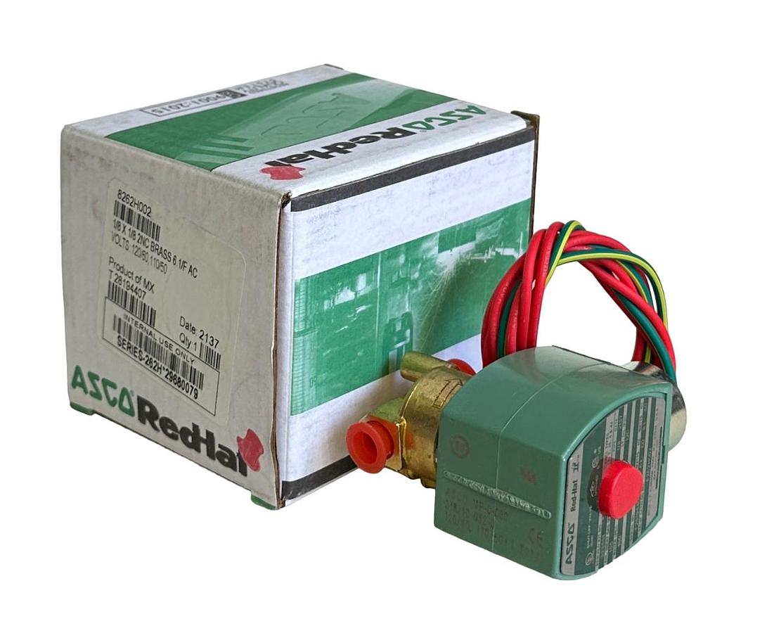 Used MEW ASCO 8262H002 RedHat SOLENOID VALVE 1/8 X 1/8 2NC BRASS 6.1/F AC 110/120V