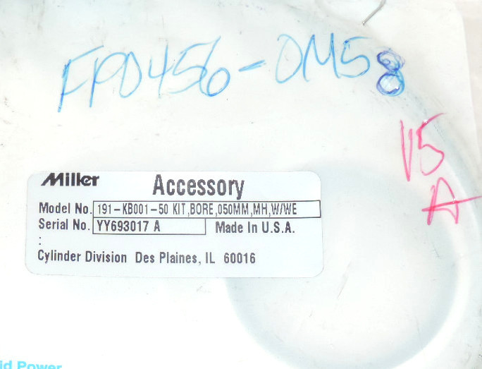 Used NEW MILLER FLUID POWER 191-KB001-50 BORE KIT, 050MM, MH, W/WE SER. NO: YY693017A