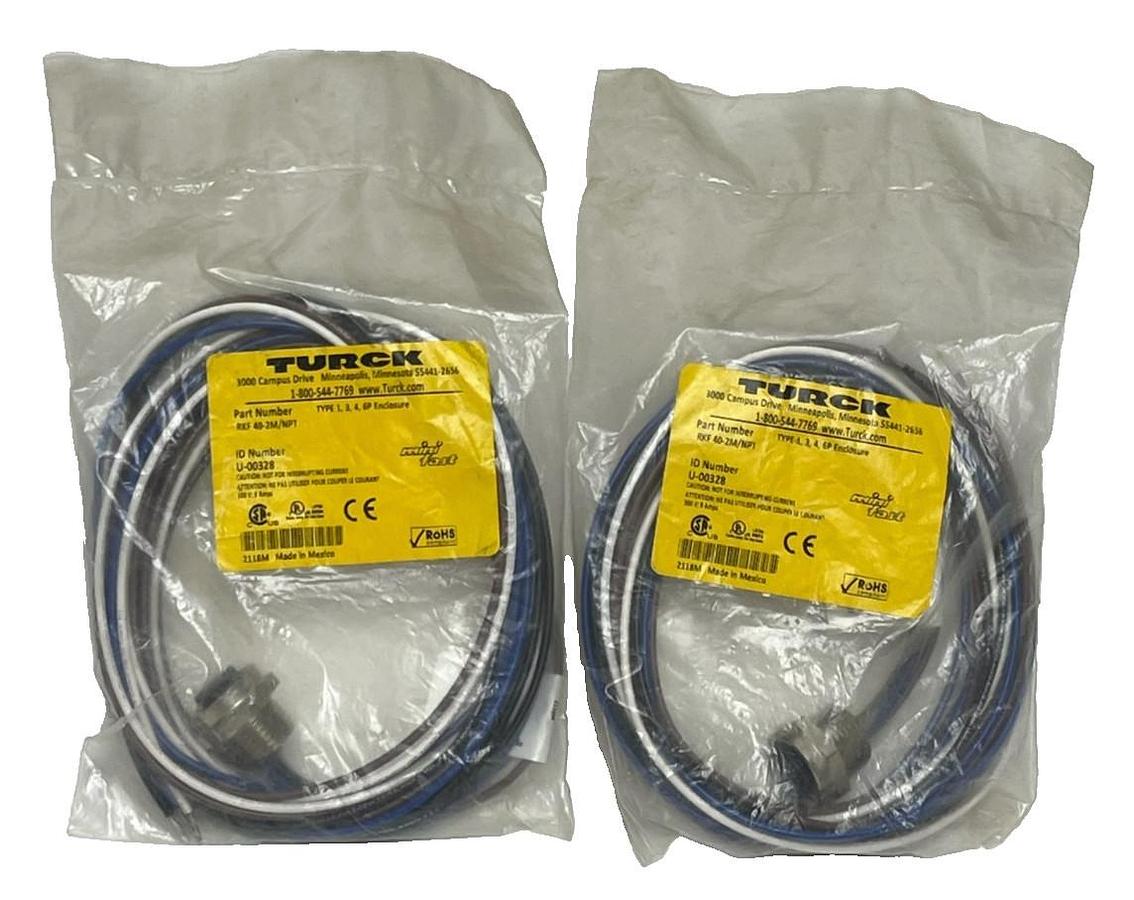 Used Lot of 2 Turck RKF 40-2M/NPT Minifast Receptacle 4-Pin 2M NEW SEALED
