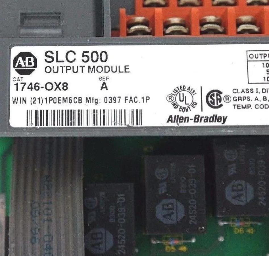 Used LOT OF 6 ALLEN BRADLEY SLC 500 1746-OX8 OUTPUT MODULES SER A 1746OX8