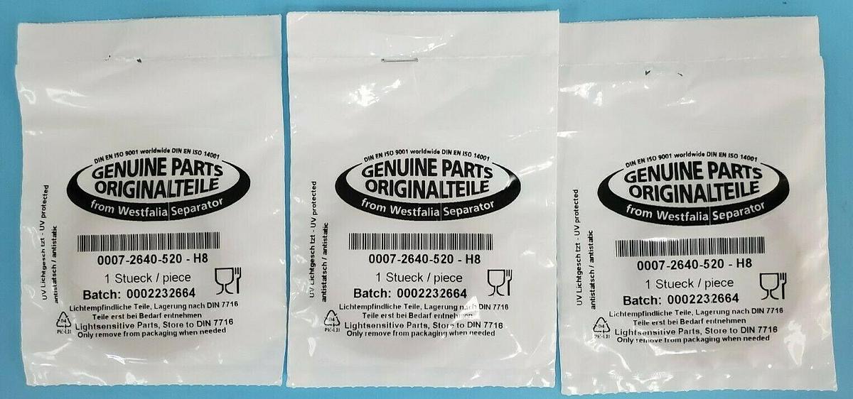 Used LOT OF 3 NEW GEA WESTFALIA SEPARATOR 0007-2640-520-H8 O-RINGS