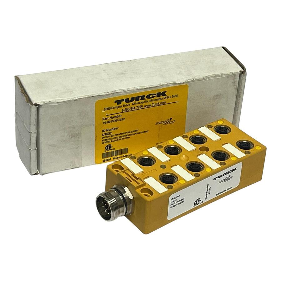 Used Turck VB 80-P7X9-CS12 8-Port Actuator & Sensor Junction Box U7032 Side Exit NSMP