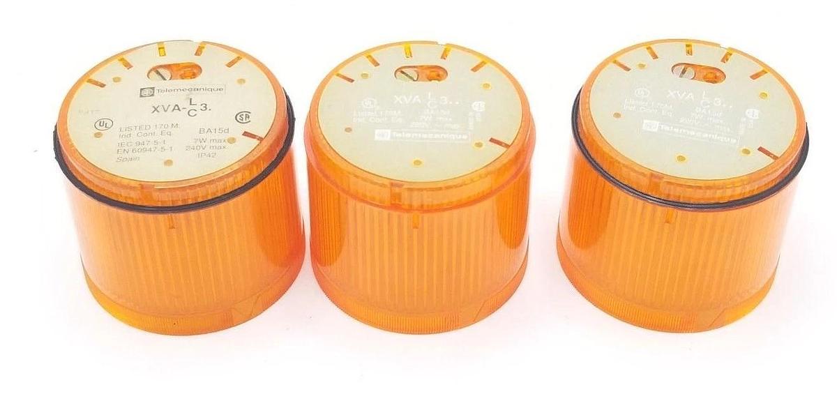 Used LOT OF 3 TELEMECANIQUE XVA-LC3 ORANGE STACK LIGHTS XVALC3O