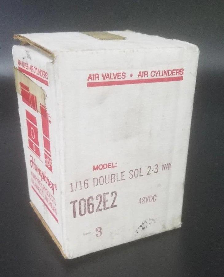 Used NIB HUMPHREY T062E2-3 DOUBLE SOLENOID VALVE 2-3 WAY, 48VDC, 1/16" NPT, T062E2