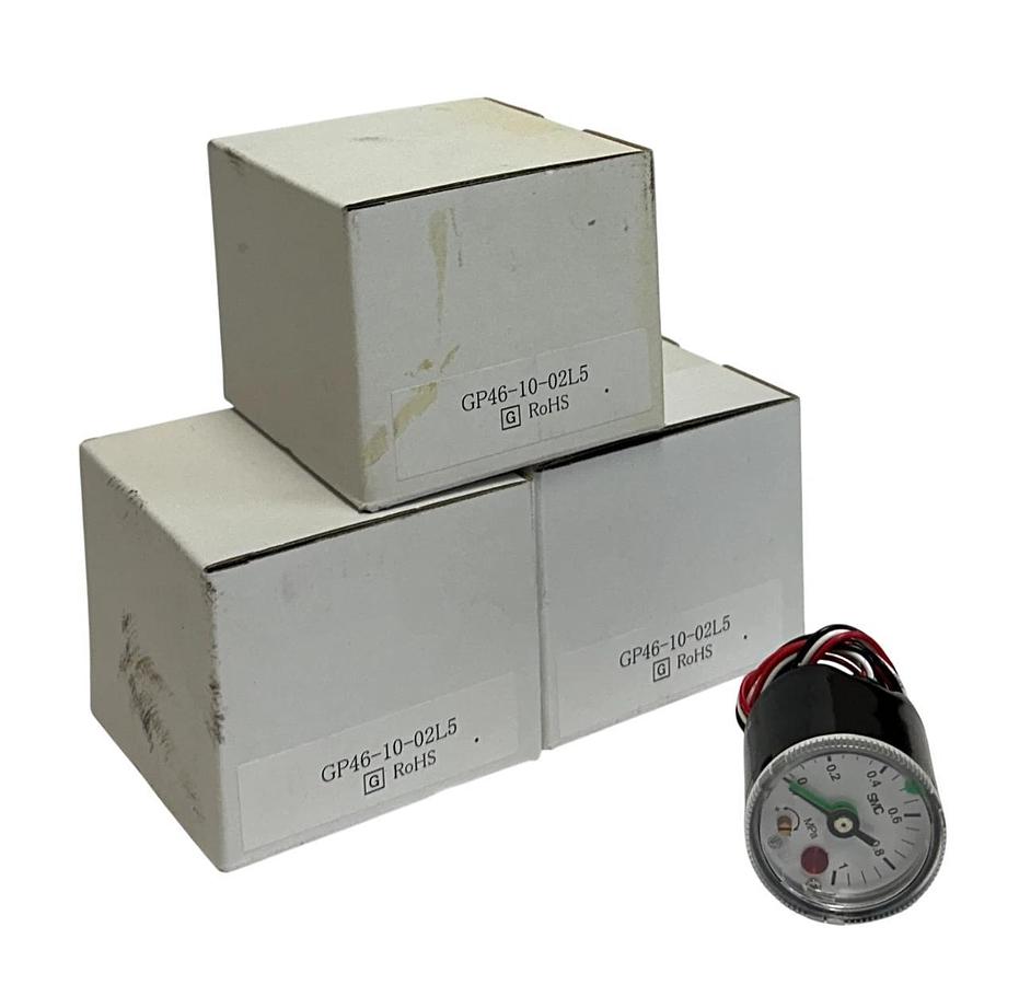 Used 3 SMC GP46-10-02L5 / GP461002L5 PRESSURE GAUGES W/ SWITCHES 0-1MPa 30VDC NSMP