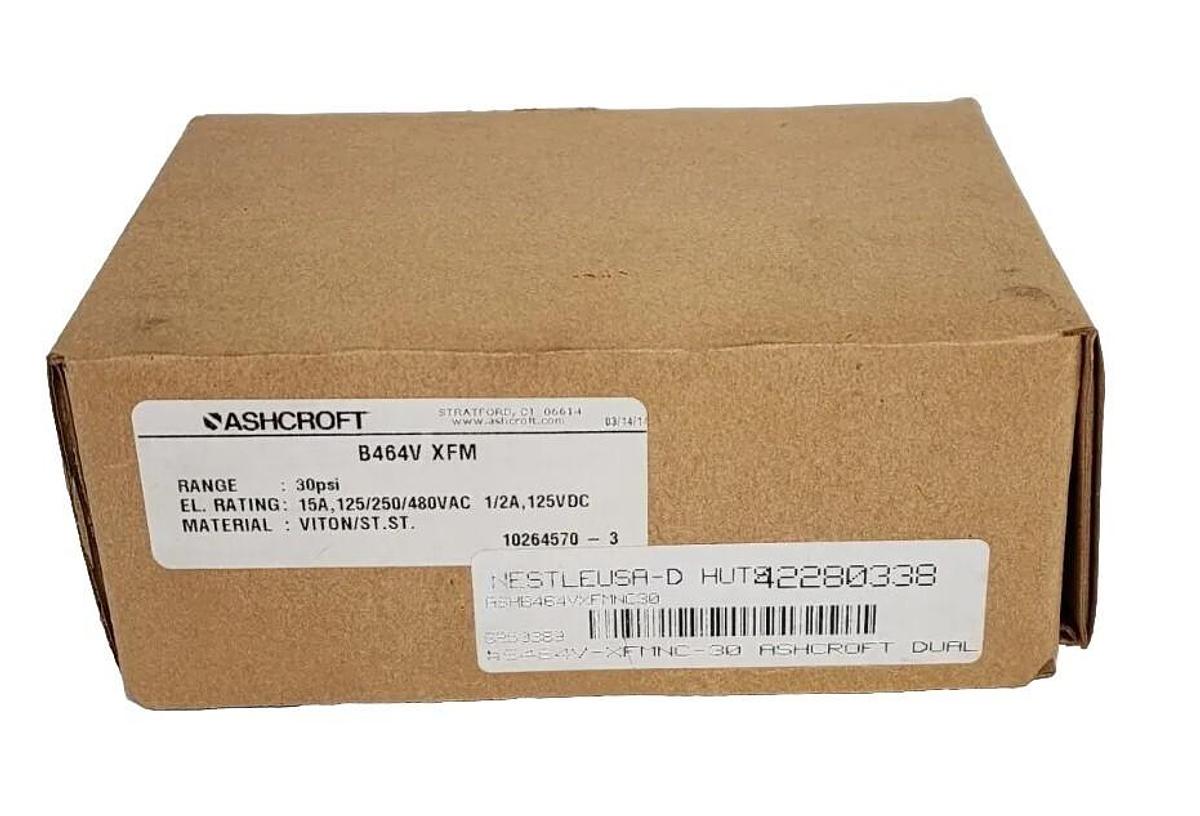 Used NIB ASHCROFT B464V XFM PRESSURE SWITCH B464VXFM RANGE: 30PSI