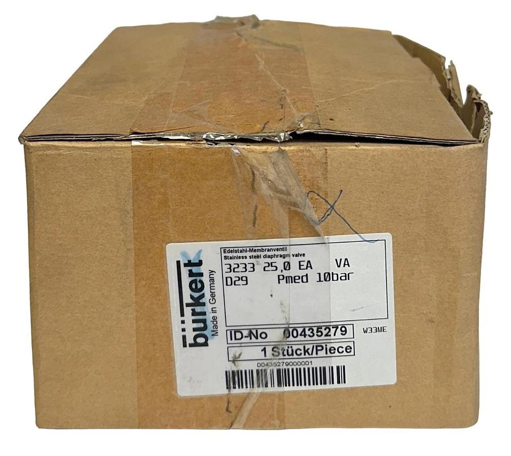 BURKERT 3233 25,0 EA VA / 00435279 TYPE 3233 STAINLESS DIAPHRAGM VALVE 10B NSMP