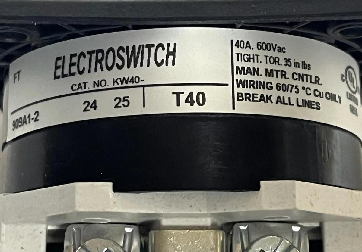 Electroswitch KW40-909A1-2 | KW40 Cam-Action Rotary Switch | 40A 600VAC | NSMP
