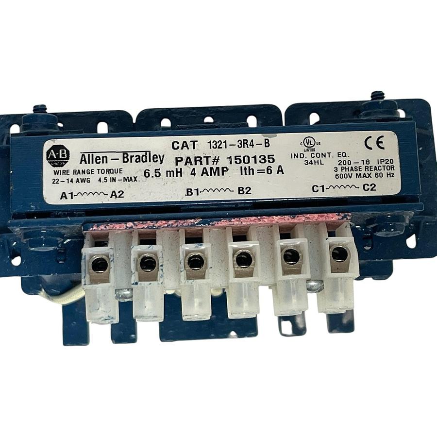 Used LOT OF 2 ALLEN BRADLEY 1321-3R4-B 150135 LINE REACTOR 3-PHASE 4A 6.5mH