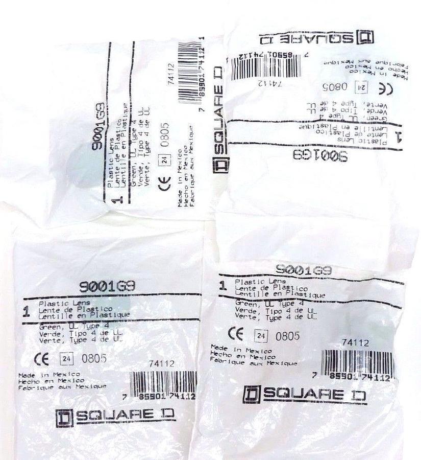 Used LOT OF 4 NEW SQUARE D 9001G9 PLASTIC LENSES GREEN