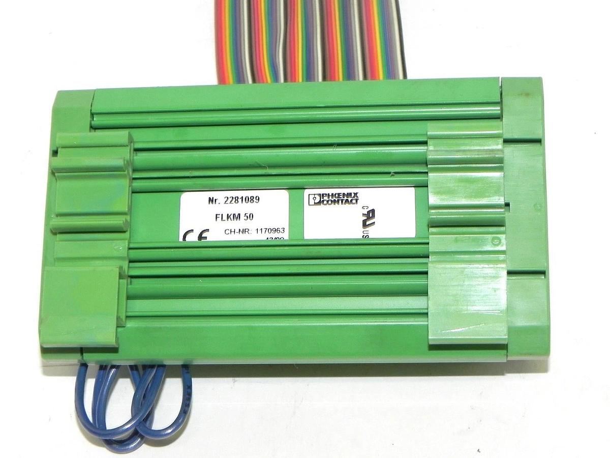 Used PHOENIX CONTACT 2281089 FLKM 50 VARIOFACE MODULE W/ RIBBON CABLE CH-NR: 1170963