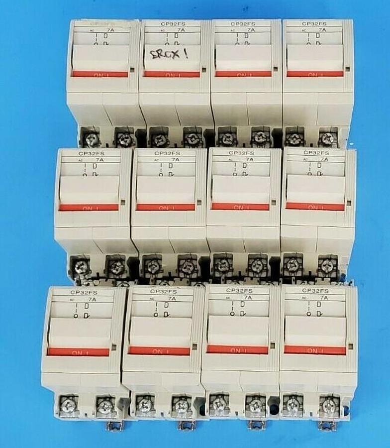 Used LOT OF 12 FUJI ELECTRIC CP32FS/7 CIRCUIT PROTECTORS CP32F-S007, 7A, 2-POLE