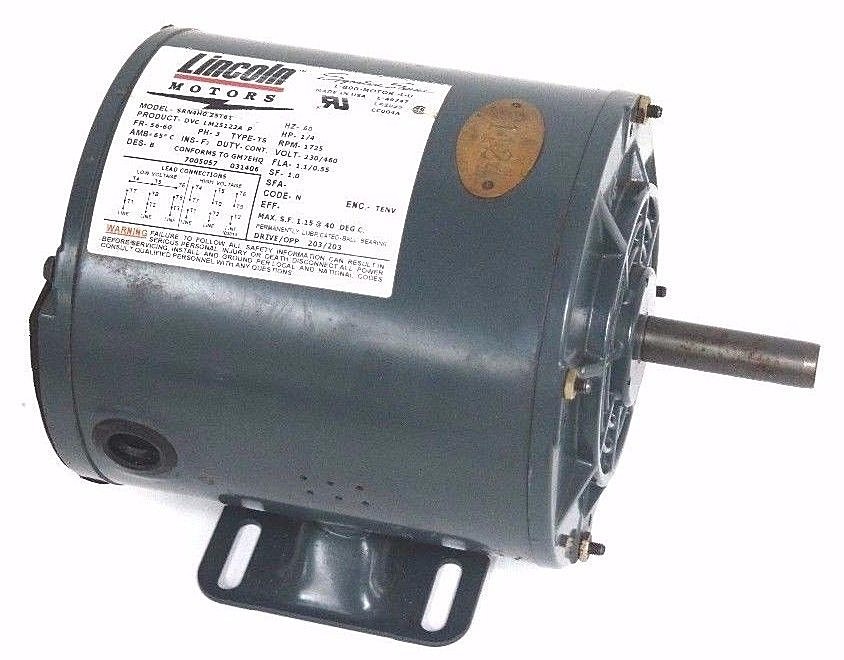 Used LINCOLN SRN4H0.25T61 MOTOR DVC LM25123A P FR:56-60 PH:3 TYPE:TS PRM:1725 60HZ