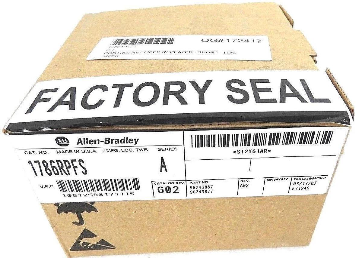 Used NIB ALLEN BRADLEY 1786-RPFS CONTROLNET FIBER REPEATER - SHORT SER. A, REV. G02