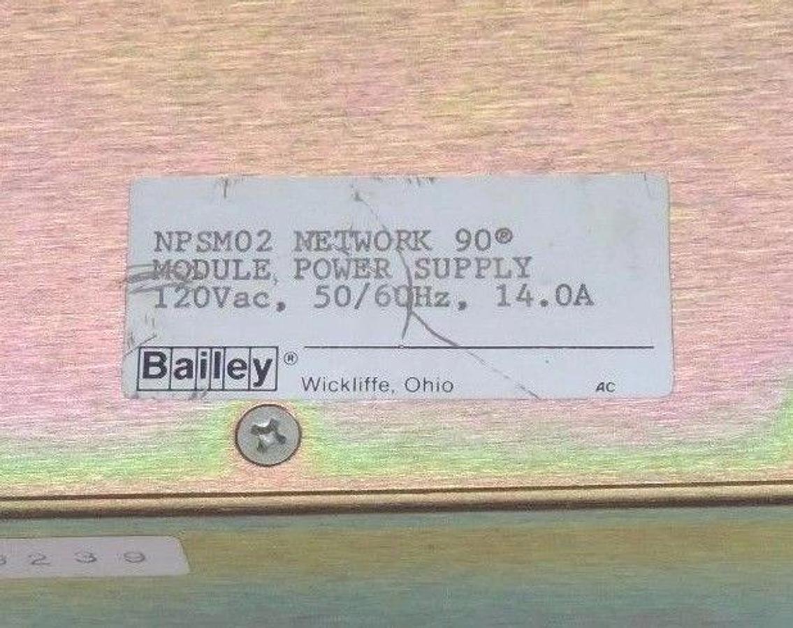 Used BAILEY NPSM02 NETWORK 90 POWER SUPPLY MODULE 120VAC, 50/60HZ, 14.0A