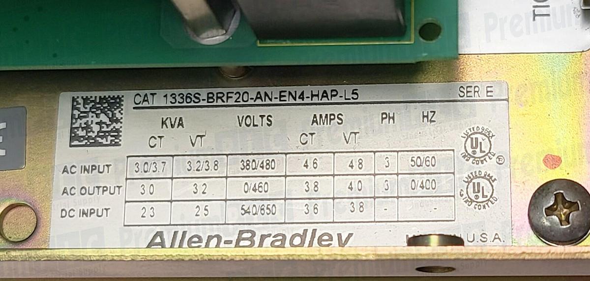 Used NEW ALLEN BRADLEY 1336S-BRF20-AN-EN4-HAP-L5/E 1336 PLUS AC DRIVE 1336SBRF20ANEN4