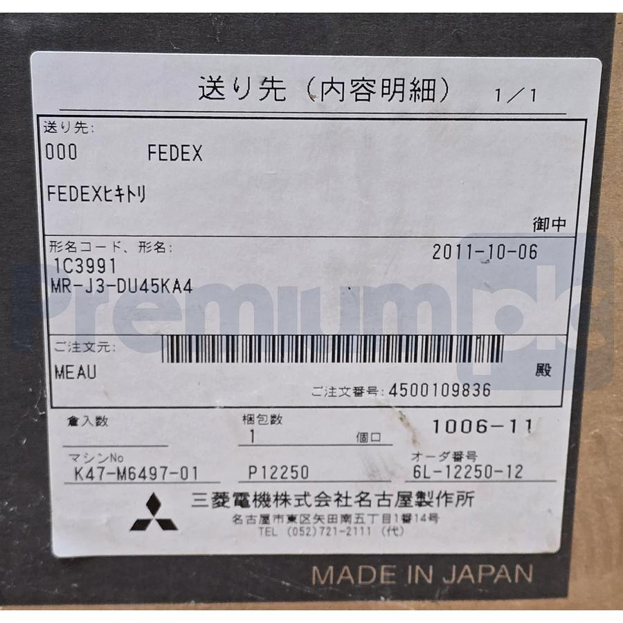 MITSUBISHI MR-J3-DU45KA4 MELSERVO MR-J3 Series AC Motion Servo Drive 45kW NSMP