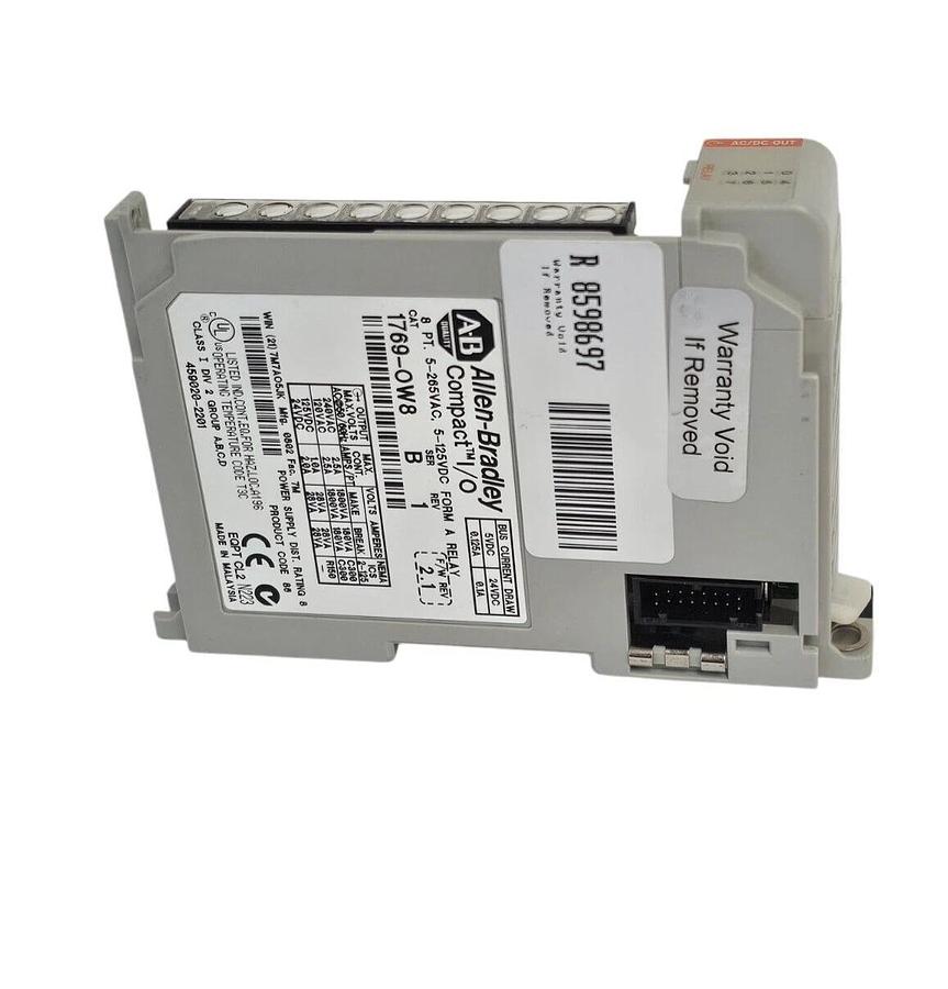 Used ALLEN BRADLEY 1769-OW8 SER. B REV. 1 F/W REV. 2.1 COMPACT I/O MODULE 1769OW8