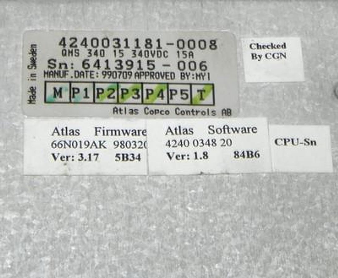 Used REPAIRED ATLAS COPCO 4240031181 SERVO CONTROLLER QMS34015 4240031181-0008