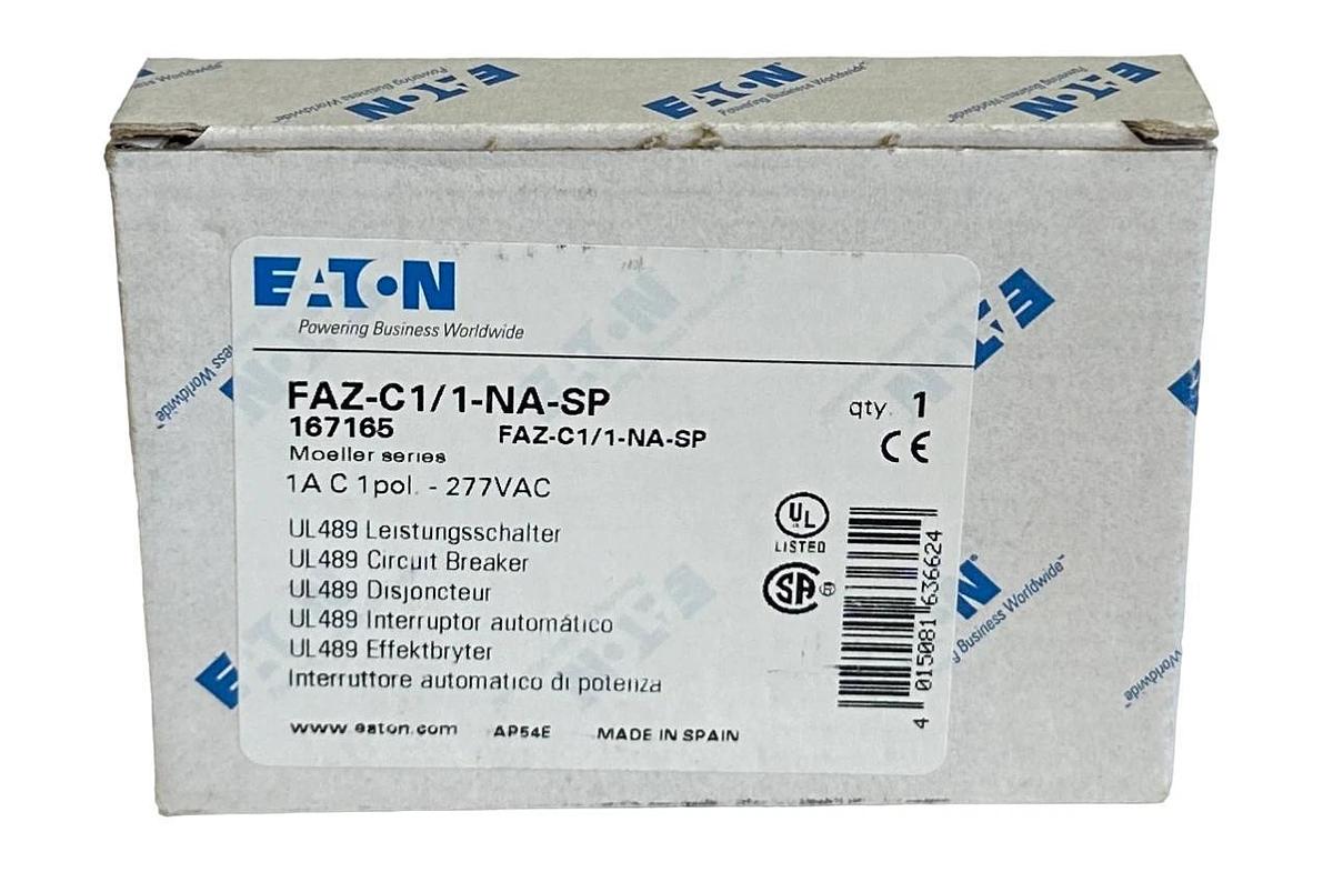 NEW EATON FAZ-C1/1-NA-SP / 167165 MOELLER SERIES 1A CIRCUIT BREAKER 1P 277VAC