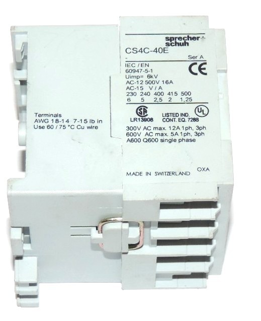 Used SPRECHER+SCHUH CS4C-40E CONTROL RELAY SER A CS4C40E
