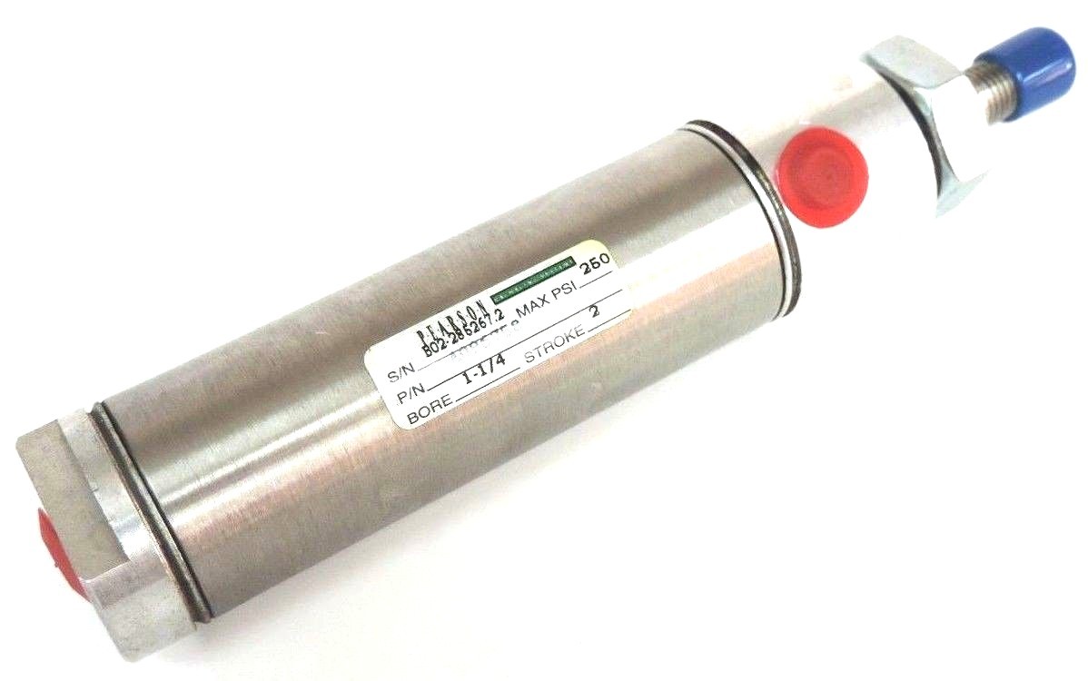 Used NEW PEARSON A096758 PNEUMATIC CYLINDER 250 PSI, 2" STROKE, 1 1/4" BORE