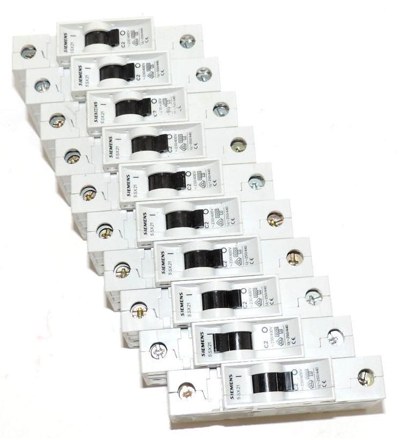 Used LOT OF 10 NEW SIEMENS 5SX2 C2 MOLDED CASE CIRCUIT BREAKERS 5SX2C2