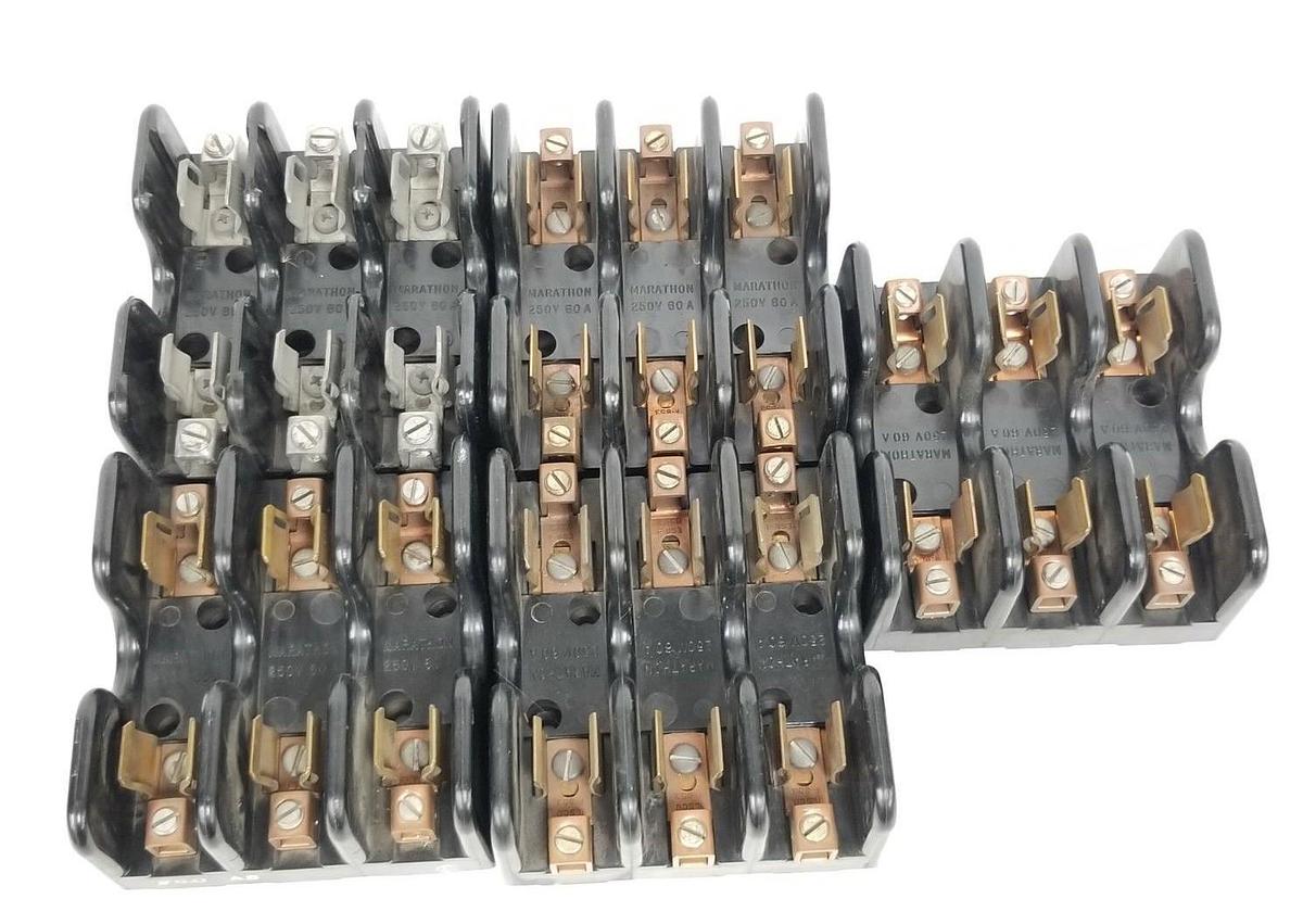 Used LOT OF 5 MARATHON F60A SERIES FUSE HOLDERS 250V, 60A, 3P