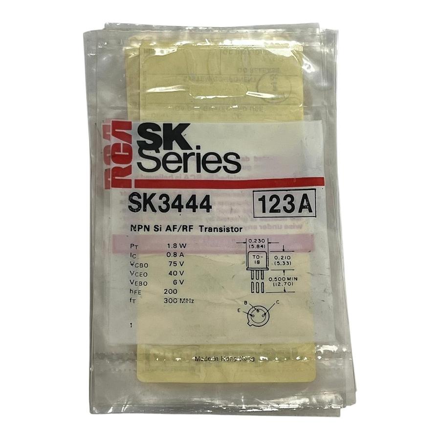 Lot of 8 Vintage RCA SK3444 NPN Si AF/RF Transistor 123A NOS New Sealed