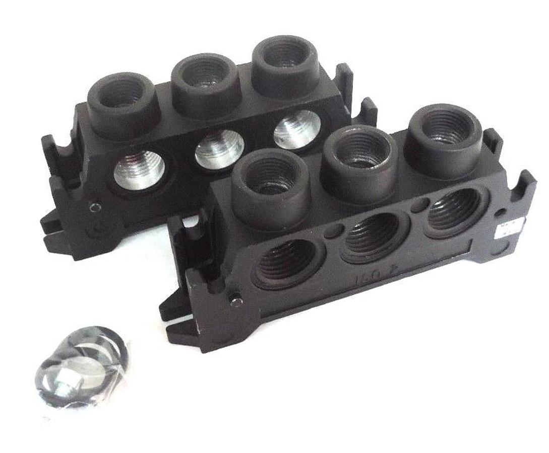 LOT OF 2 NEW NORGREN ISO 2 END PLATE MANIFOLD BLOCKS