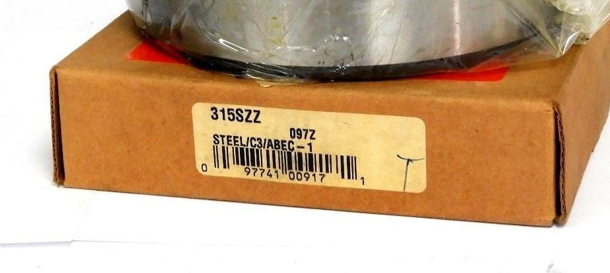 Used NIB MRC 315-SZZ DEEP GROOVE STEEL C3 BEARING 315SZZ
