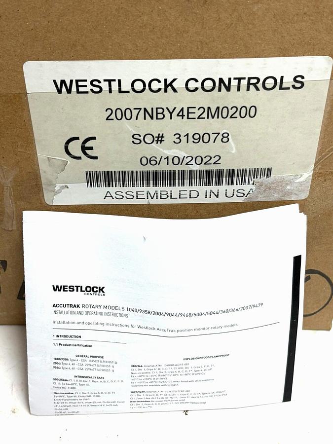 Used Westlock 2007NBY4E2M0200 Accutrak Valve Position Monitor Switch Box New