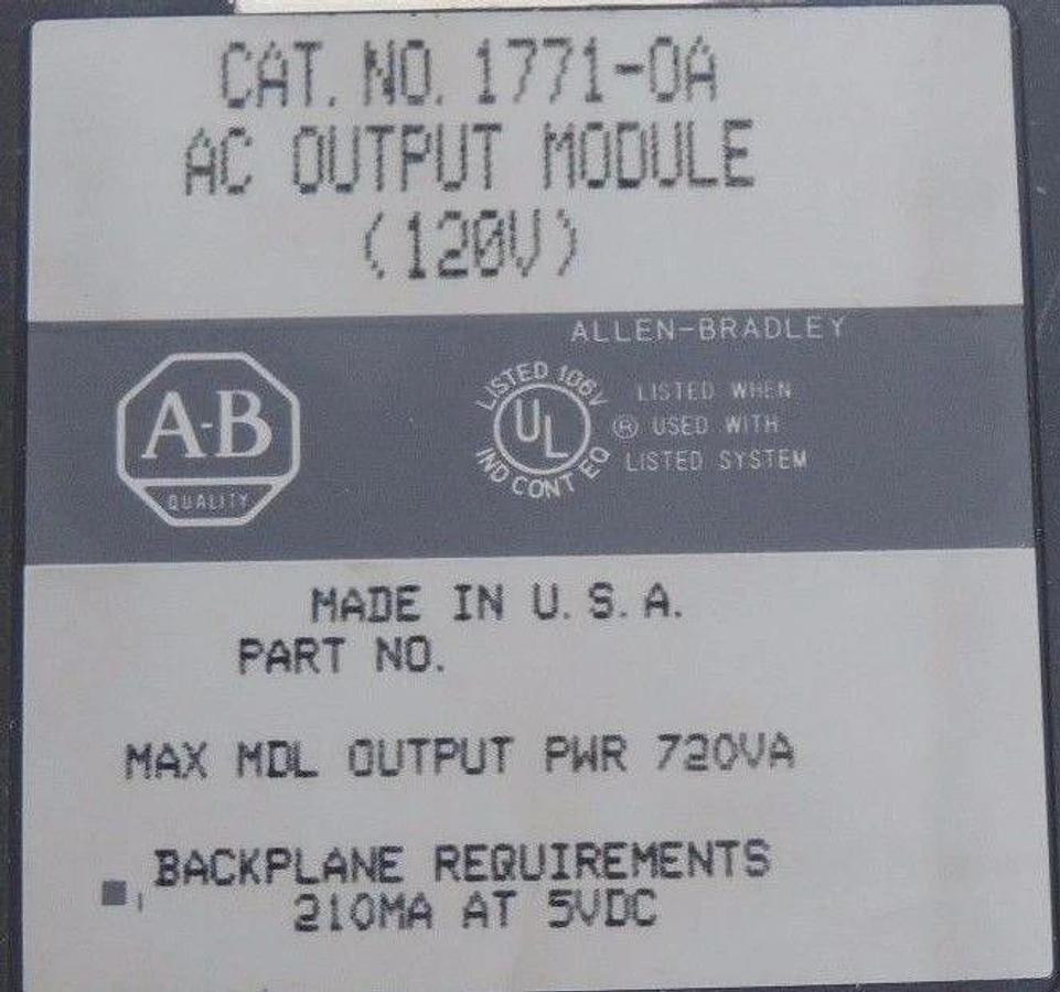 Used LOT OF 2 ALLEN BRADLEY 1771-OA AC OUTPUT MODULES 120V 1771OA