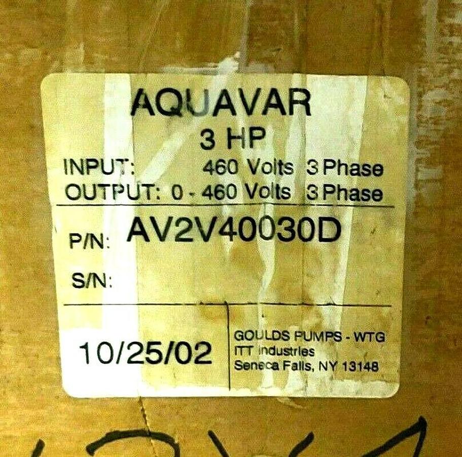 Used NEW GOULDS PUMPS ITT AQUAVAR AVII AV2V40030D VARIABLE SPEED PUMP DRIVE 3HP 460V