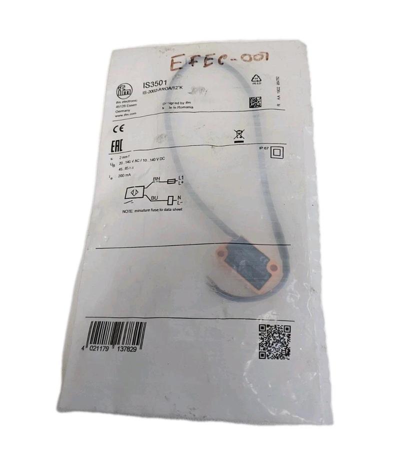 Used NEW IFM IS-2002-AROA/12"K INDUCTIVE SENSOR IS3501 2MM SENSING RANGE
