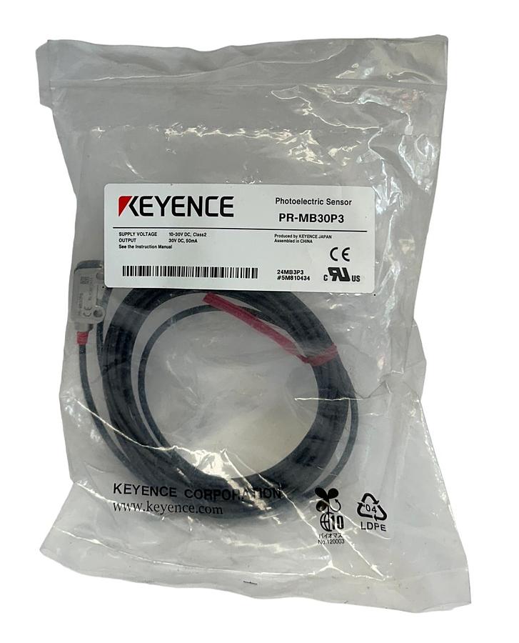 Used KEYENCE PR-MB30P3 / PRMB30P3 PHOTOELECTRIC SENSOR 10-30VDC 50mA 30mm NSMP