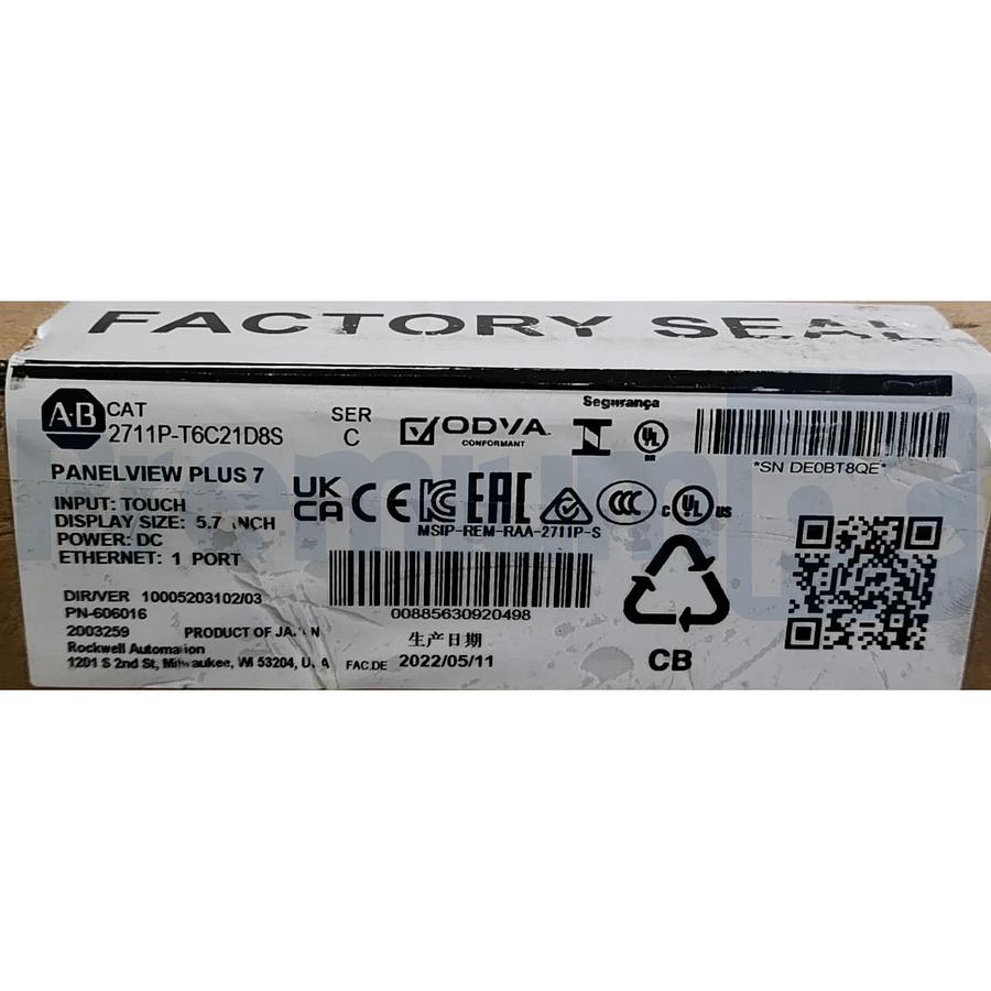 Allen Bradley 2711P-T6C21D8S /C PanelView PLUS 7 Touch Screen Terminal 2022 NSMP